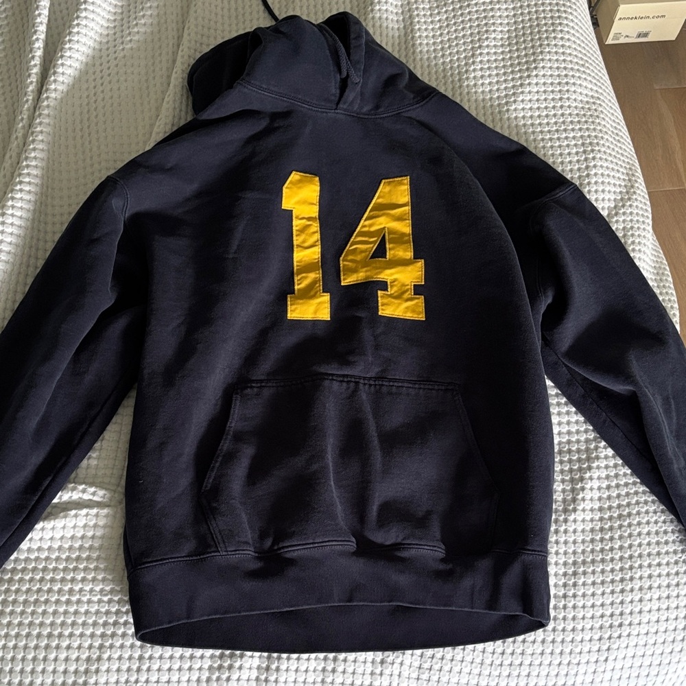 Brandy Melville Navy Hoodie with Yellow 14